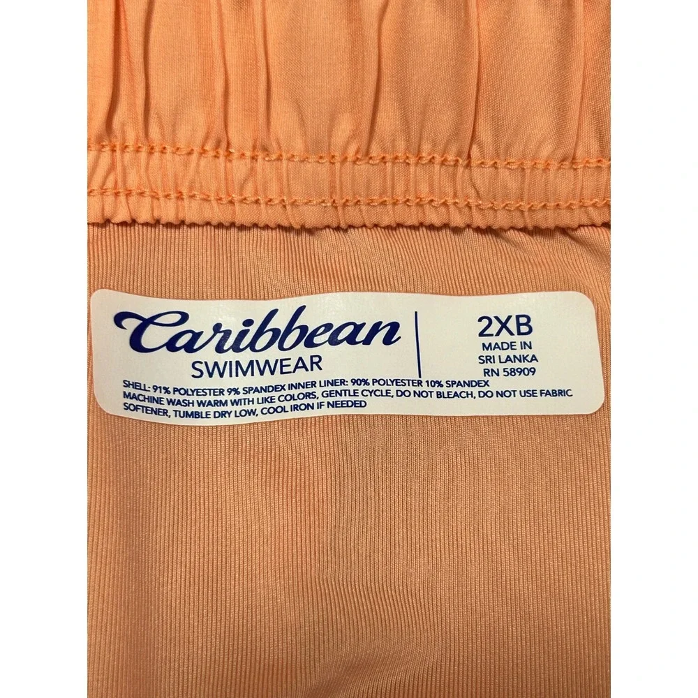 NEW Caribbean Swimwear Mens 2XB Light Red‎ Cargo Board Shorts Swim Trunks
